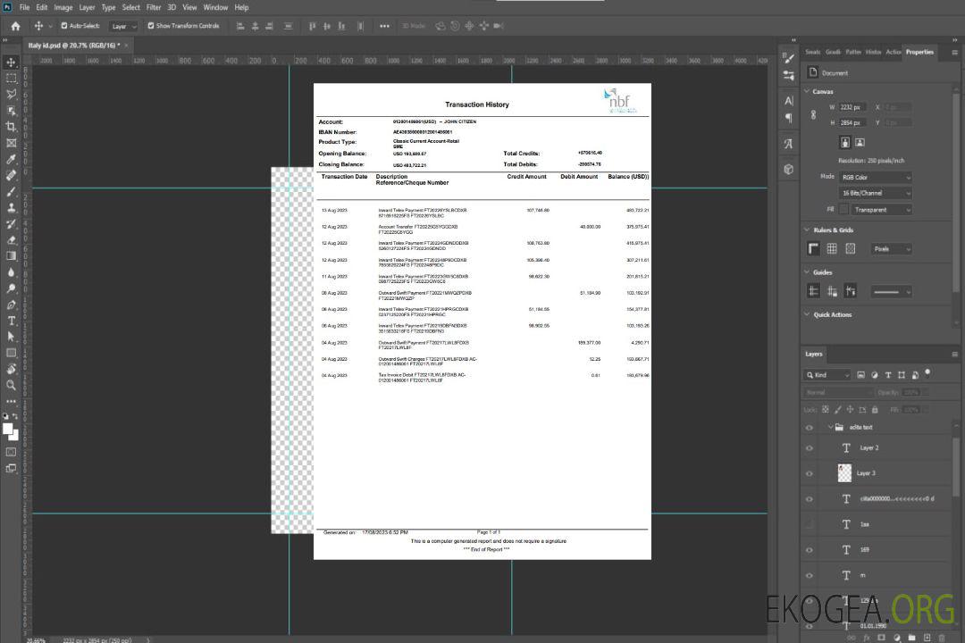 Modèle Word et PDF de relevé bancaire NBF des EAU template Modèle Word et PDF de relevé bancaire NBF des EAU template